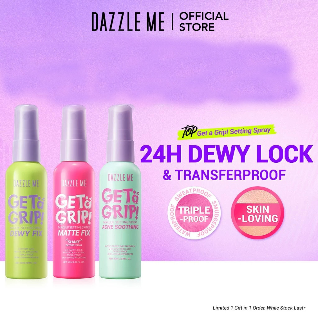 Jual 【COD】DAZZLE ME Get a Grip Makeup Setting Spray Dewy Fix Glow ...