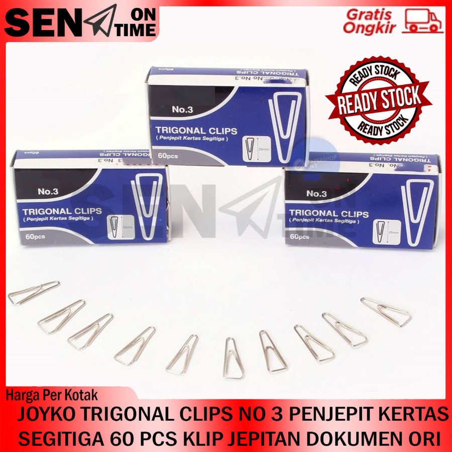Jual JK Penjepit Kertas Segitiga Clip Nomor 3 Kotak Klip File Berkas ...
