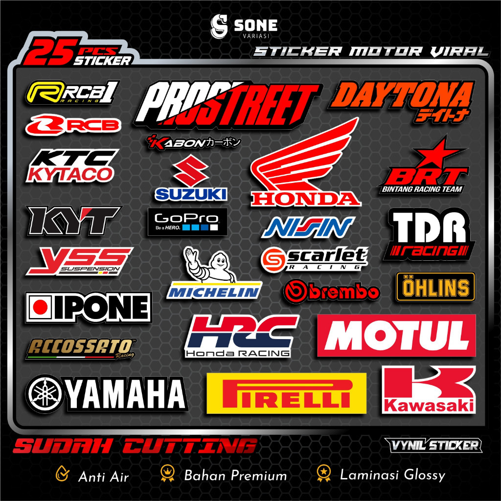 Jual Stiker Motor Pack RACING Motor/Brand/Quotes Racing Dengan Laminasi ...