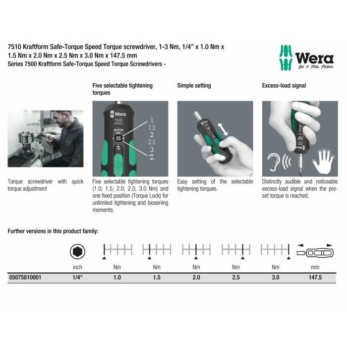 Jual WERA 05075810001 Obeng Torsi 1-3 Nm 7510 Kraftform Safe-Torque 1-3 ...