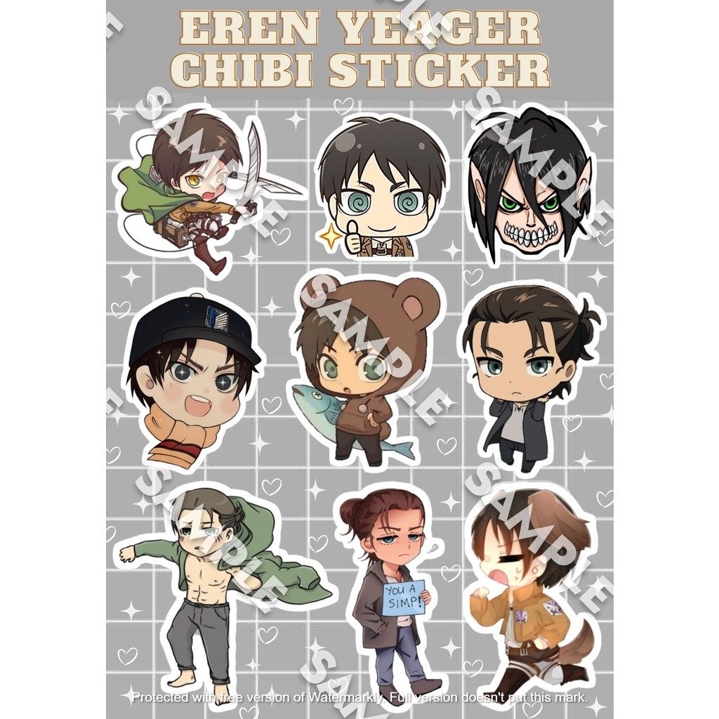 Jual Sticker set Attact on Titan / Shingeki no Kyojin chibi art levi ...