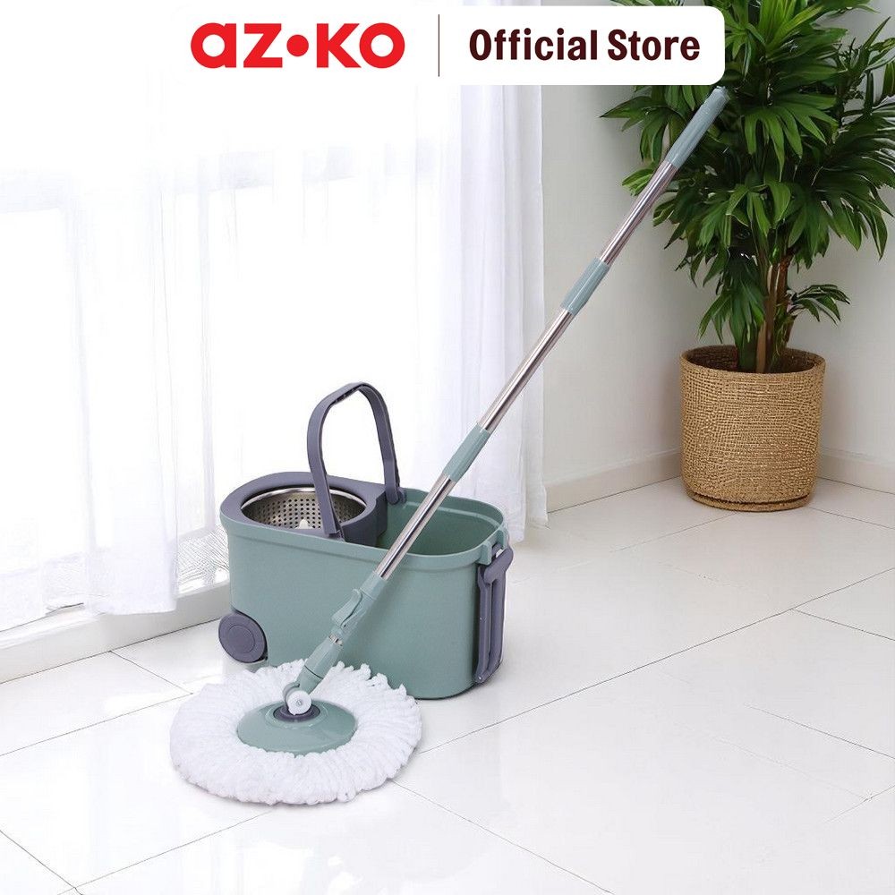 Jual AZKO Proclean Set Alat Pel Putar Dengan Ember Peras & Roda - Hijau ...