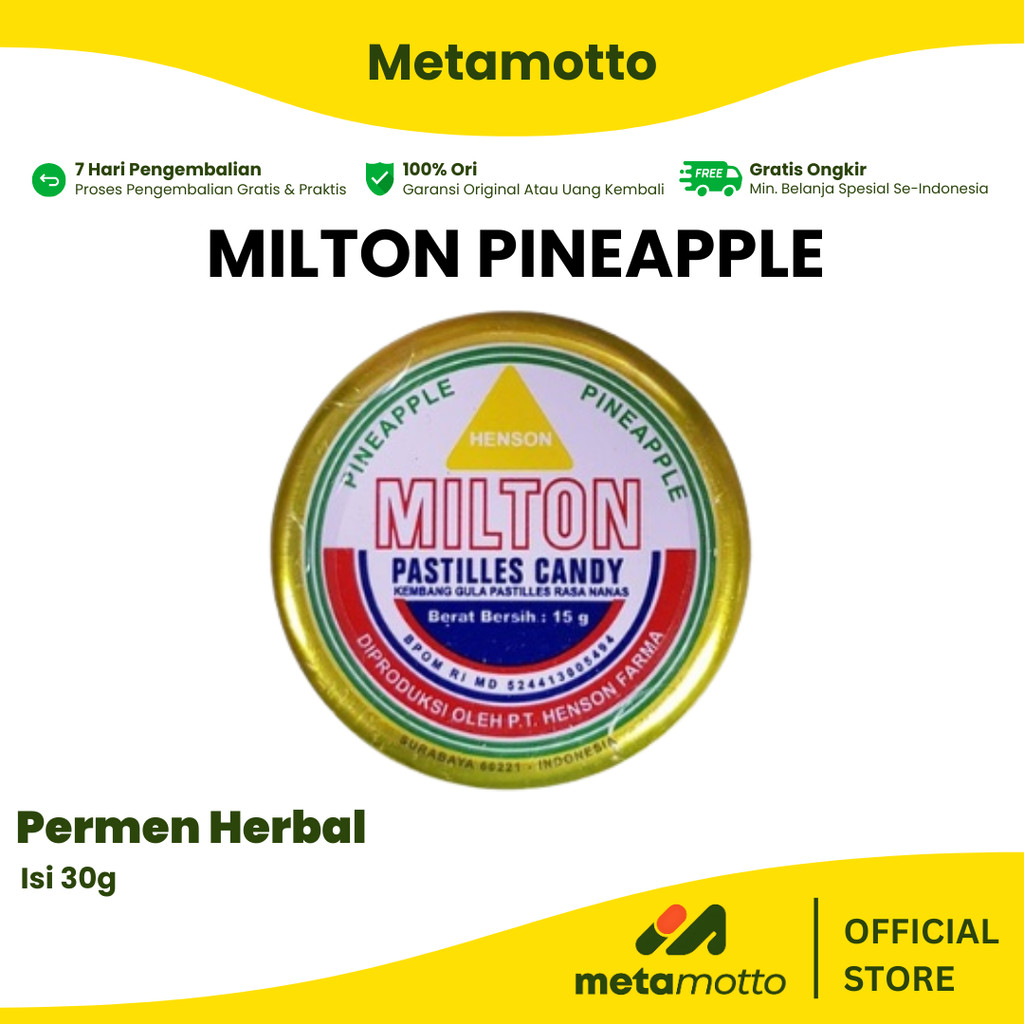Jual MILTON PASTILLES RASA NENAS 1 Kaleng 30gr - Metamotto | Shopee ...