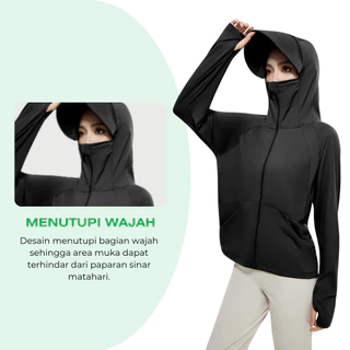 KKTOP Jaket Anti UV Wanita Lengan Panjang Jaket Olahraga Pelindung Matahari Premium UPF 100+ (J002)