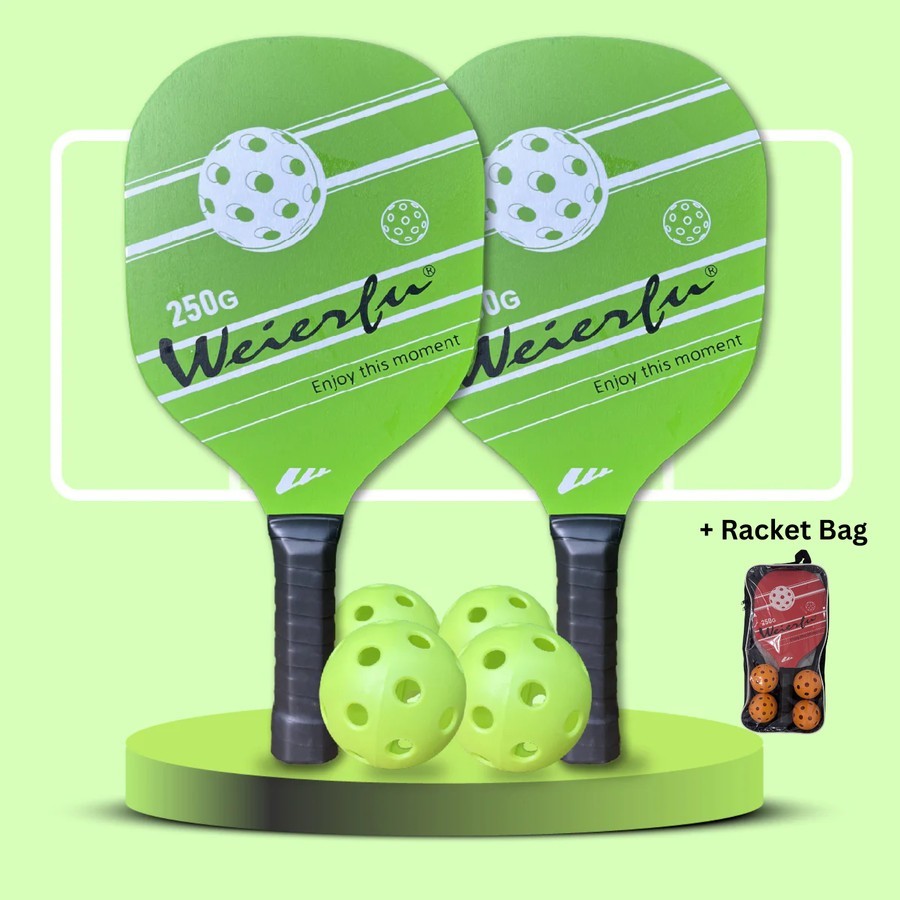Jual Pickleball Racket Set 2 Rackets + 4 Balls Pickle Ball Set Wood ...