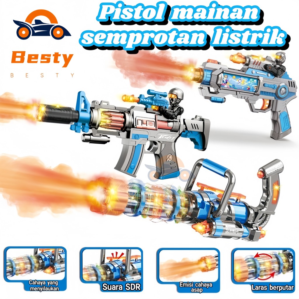 Jual Besty Pistol mainan semprot Assault Sound Rifle Mainan Tembakan ...