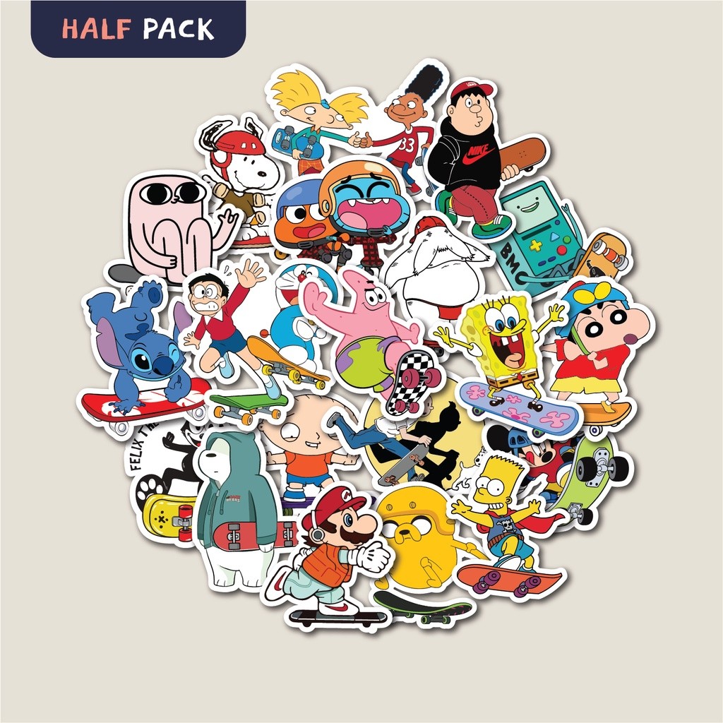 Jual STICKER PACK CARTOON SKATE | STICKER TUMBLER | STIKER LAPTOP KOPER ...