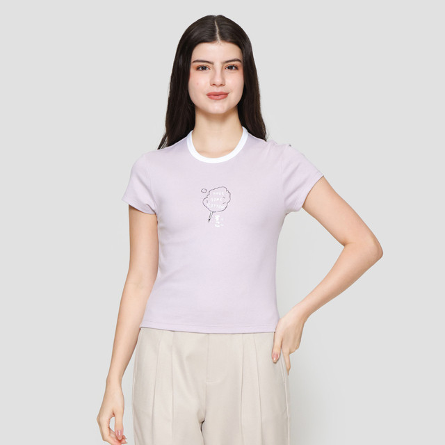 Jual Suko Crop Graphic Print Kerah Bulat Lengan Pendek Kaos Wanita ...