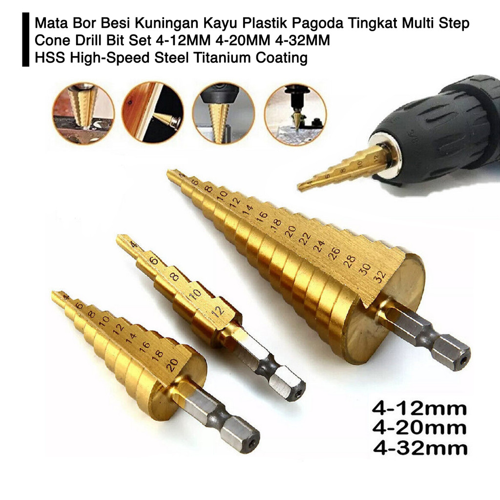 Jual Mata Bor Besi Kuningan Kayu Plastik Pagoda Tingkat Multi Step Cone ...