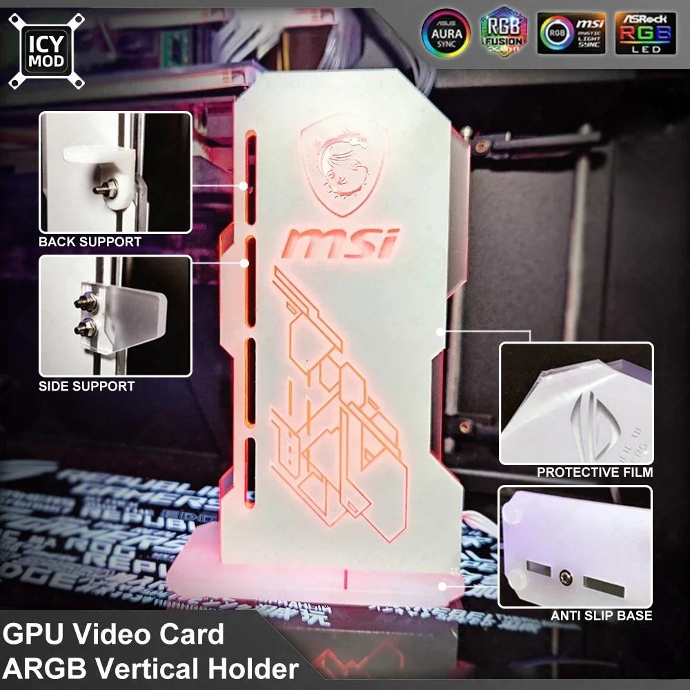 Jual Video Card Bracket Customizable ARGB Vertical MOD GPU Holder White ...