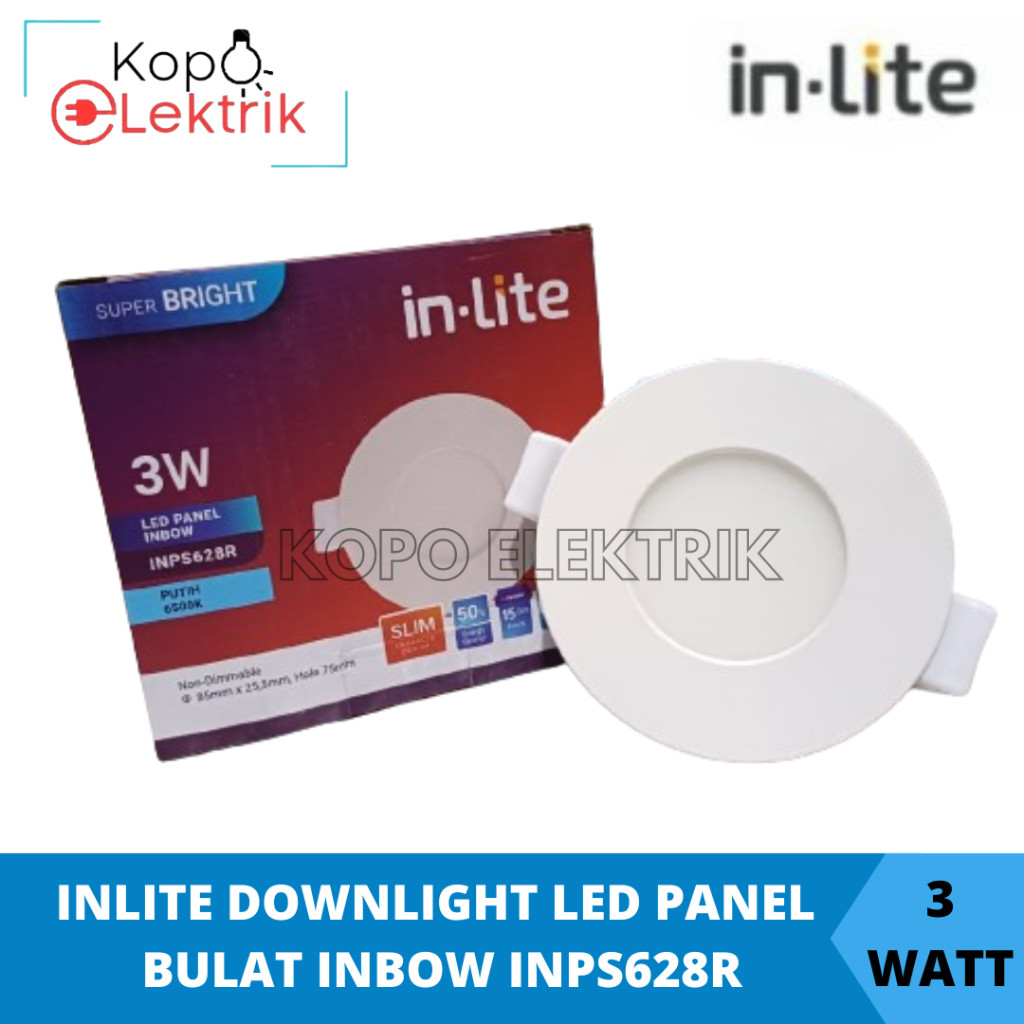 Jual (BERGARANSI 1 TAHUN) INLITE Downlight Led Panel 3 Watt BULAT Inbow ...
