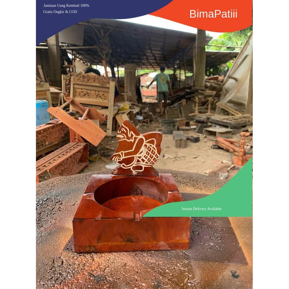 Jual asbak rokok dari kayu jati ukir semar termurah dari kayu jati ...
