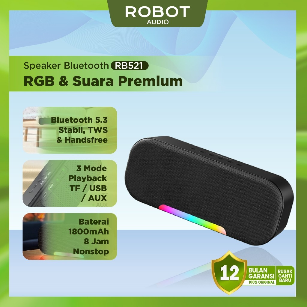 Jual ROBOT Bluetooth Speaker RB521 Black Speaker Komputer RGB Dua ...