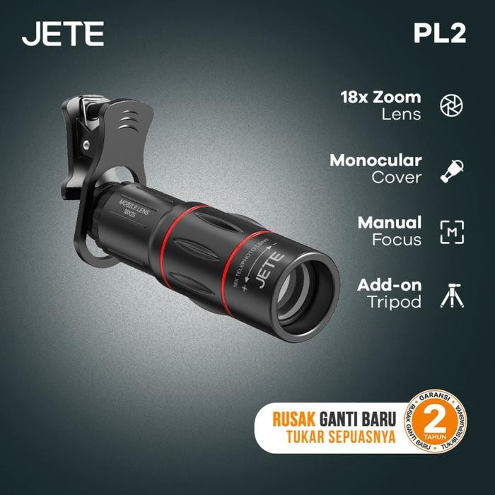Jual Lensa Kamera HP JETE PL2 18x Zoom Monocular with Tripod - Garansi ...