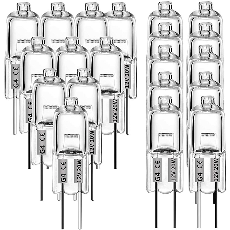 Jual 20 Pcs G4 Halogen Bulbs,20W 12V Halogen Light Bulbs 2 Pin Clear ...