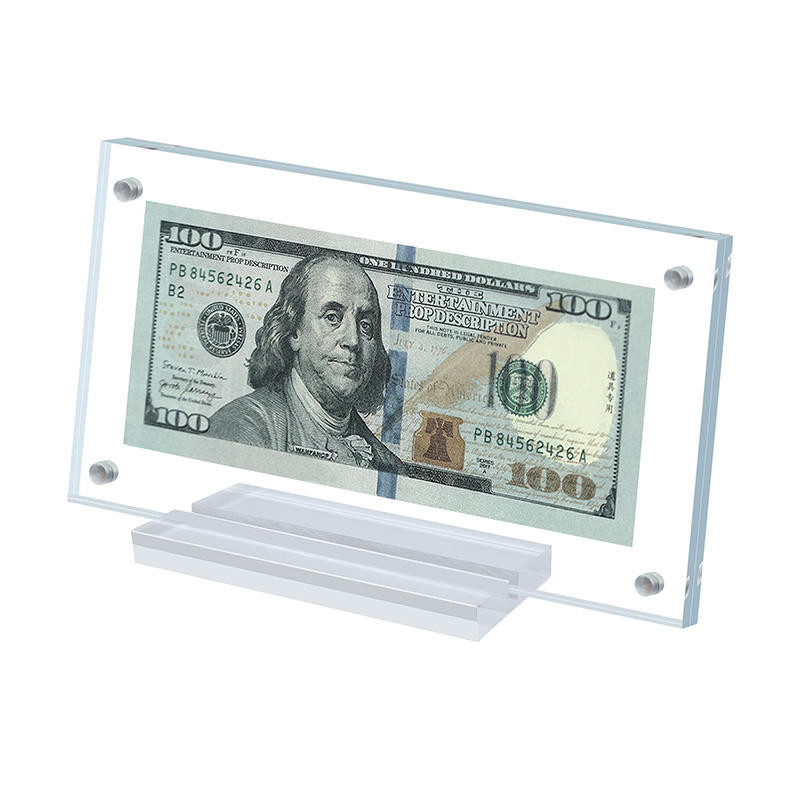Jual Acrylic Desktop Banknote Display Frame Transparent Paper Currency ...