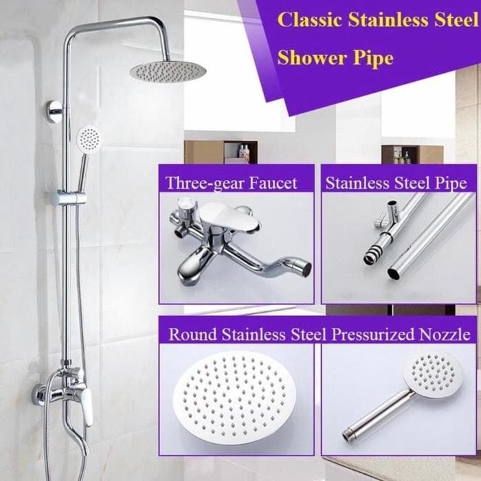 Jual Shower column Kuningan Komplit set standing shower Panas dingin ...