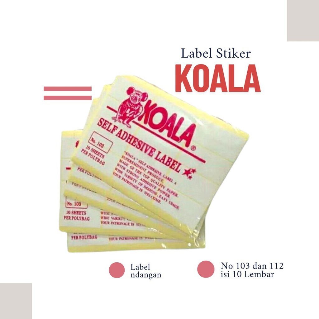 Jual Label Stiker Harga Koala/ Label Undangan / No 103 dan 112 isi 10 ...