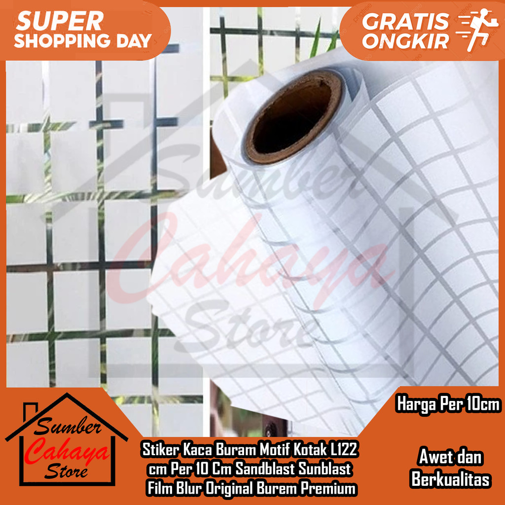Jual Stiker Kaca Buram Motif Kotak L122cm Per 10 Cm Sandblast Sunblast ...