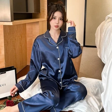CozyCorner C25 Baju Tidur Lengan Panjang Stelan Set Piyama Oneset Wanita Baju Tidur Satin