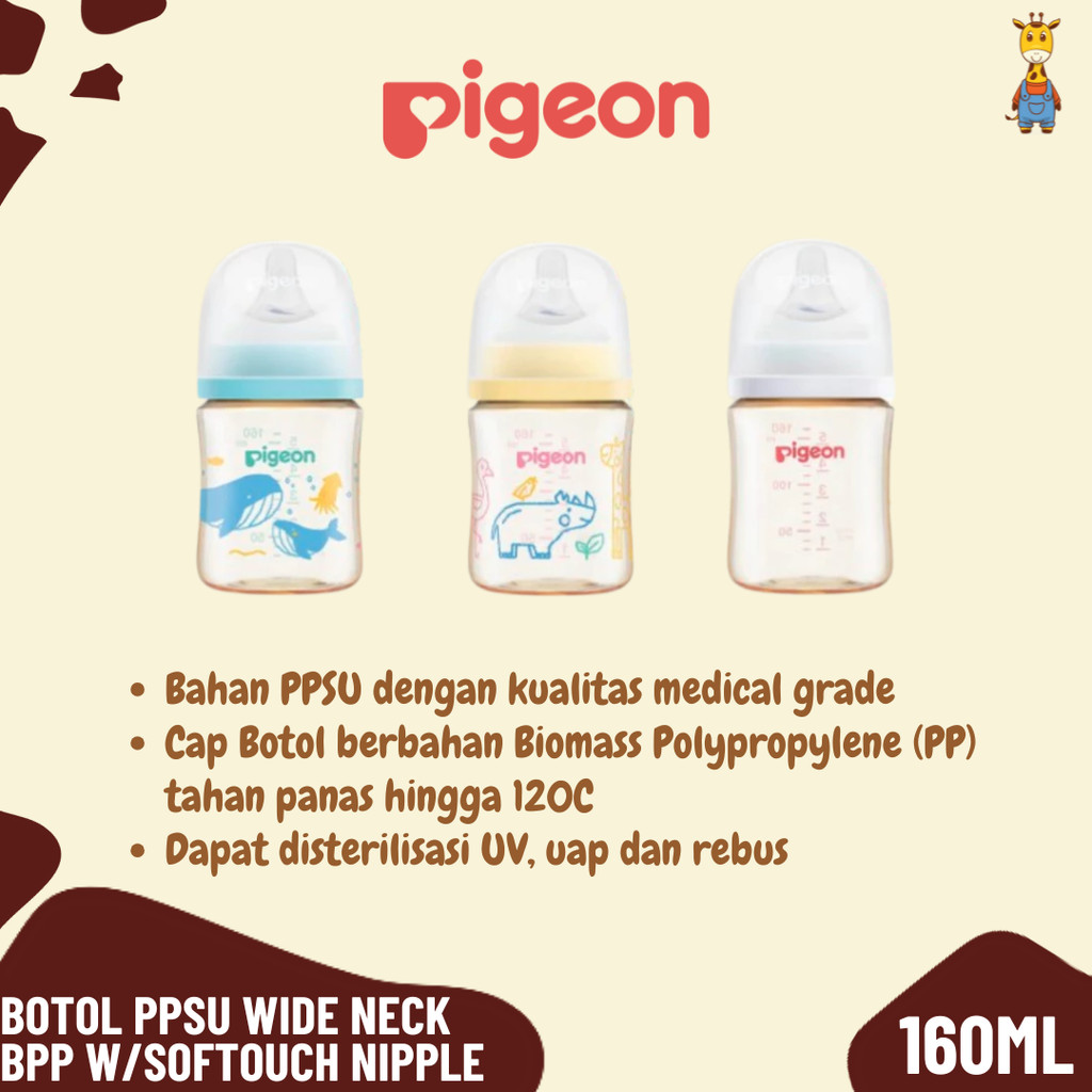 Jual PGN Botol PPSU Wide Neck BPP 160ml W/Softouch Nipple - Botol Susu ...