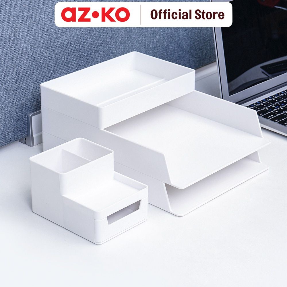 Jual AZKO Stora Set Wabi Sabi Organizer Meja Stackable - Putih Desk ...