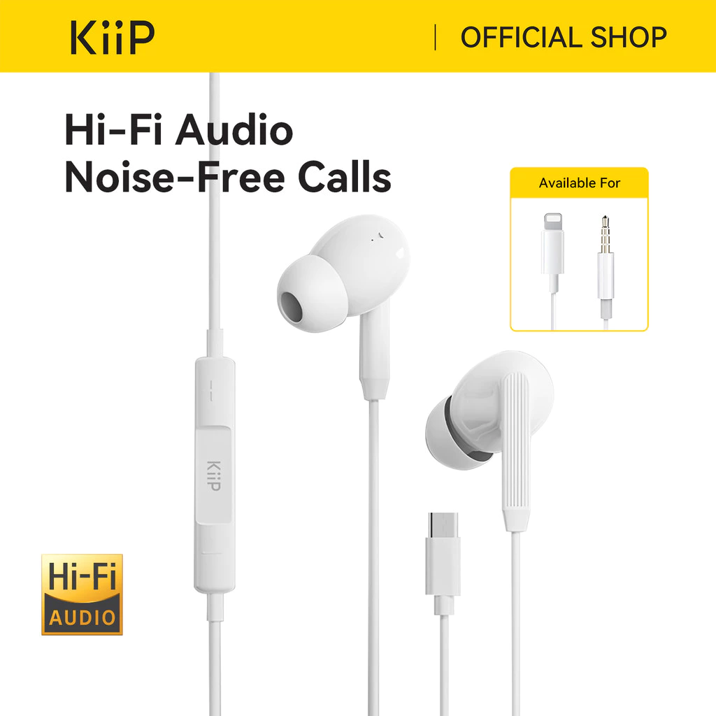 KiiP Headset Wired HiFi Earphone Kabel ENC Call Noise Cancellation Headset Kabel Anti Delay
