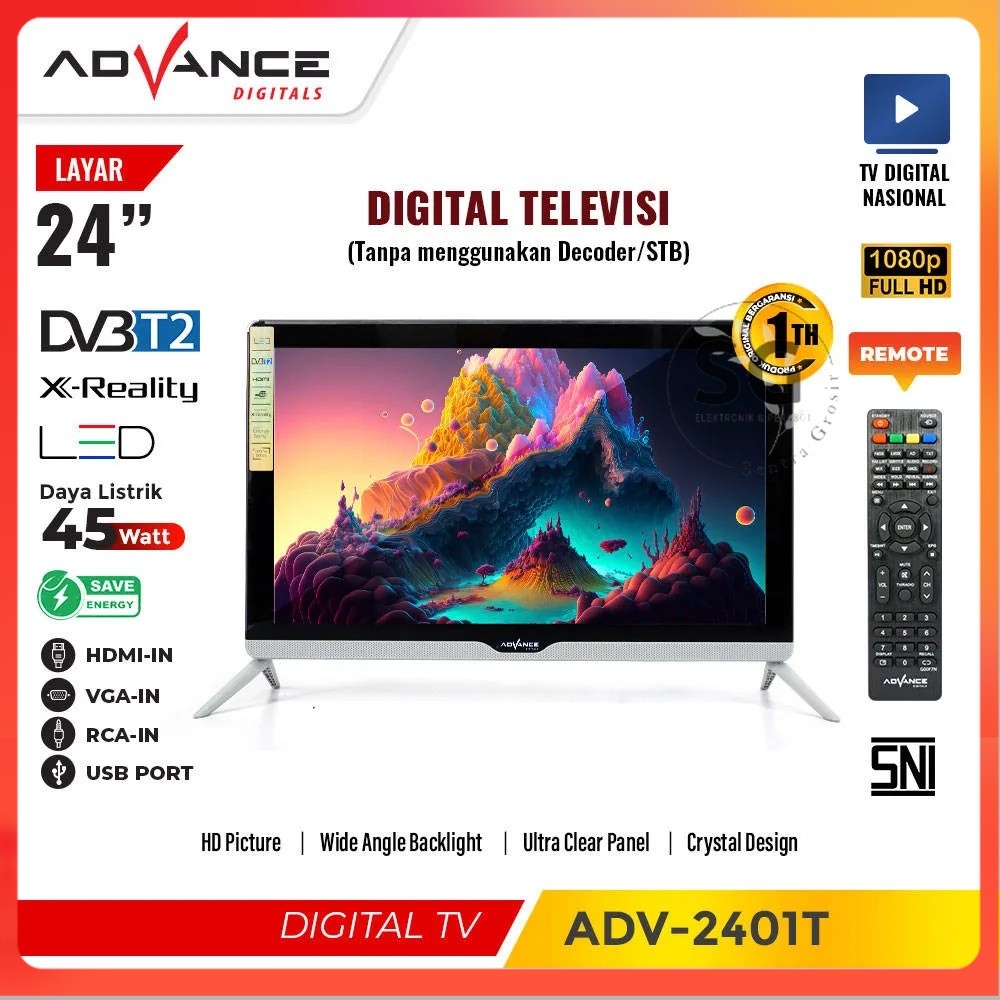Jual Advance TV Led Digital TV HD 24 inch ADV-240 IT Crystal Design ...