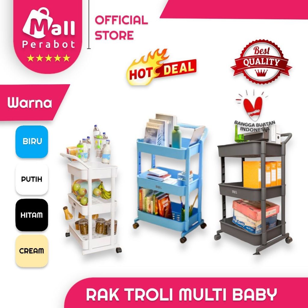 Jual Mall Perabot | Rak Troli Susun Plastik Serbaguna Persegi Panjang 3 ...