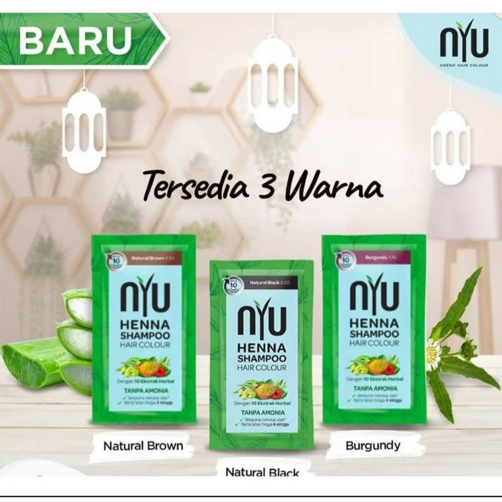 Jual BISA COD NYU HENNA SHAMPO HAIR COLOUR 20 ml | Shopee Indonesia