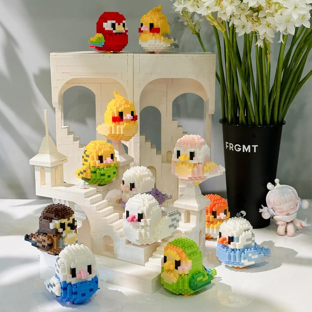 Jual Cute Parrot Birds Micro Building Blocks Cockatiel Budgerigar DIY ...