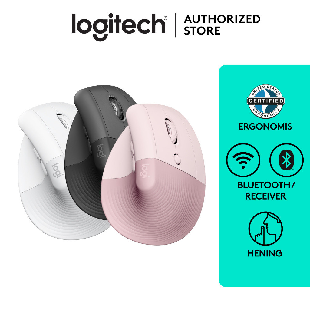 Jual Logitech LIFT Mouse Ergonomic Vertical Wireless Bluetooth Silent ...