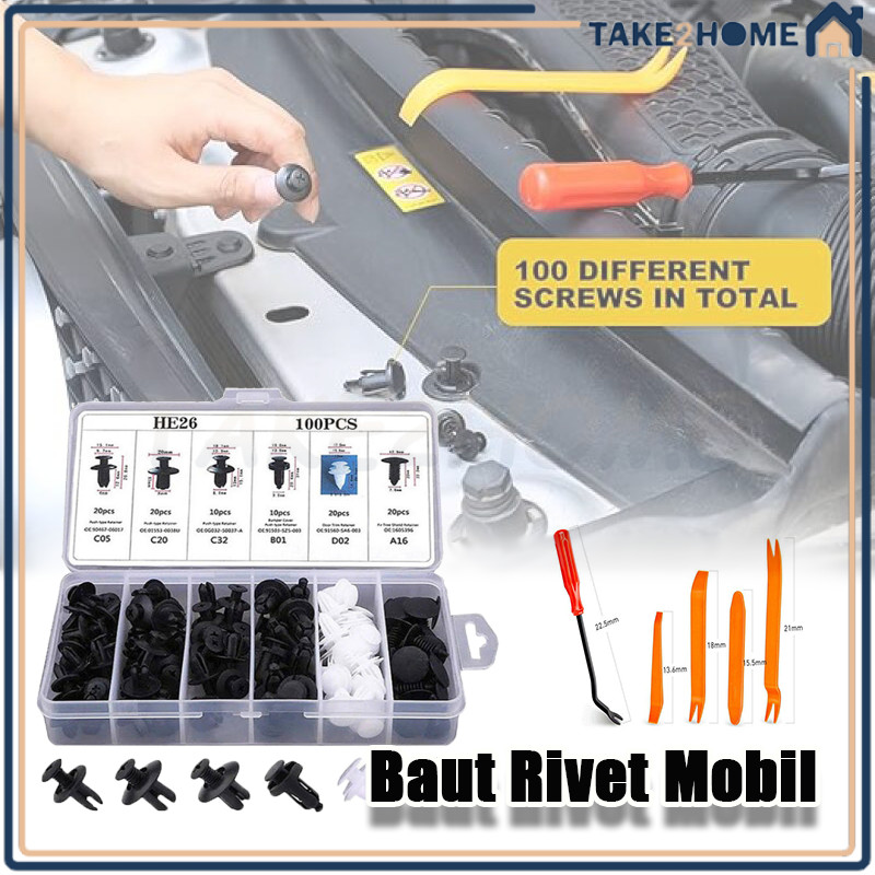 Jual Baut Rivet Mobil/100PCS baut rivet serbaguna/Universal Klip Bumper ...