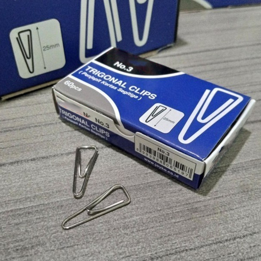 Jual JK Penjepit Kertas Segitiga Clip Nomor 3 Kotak Klip File Berkas ...