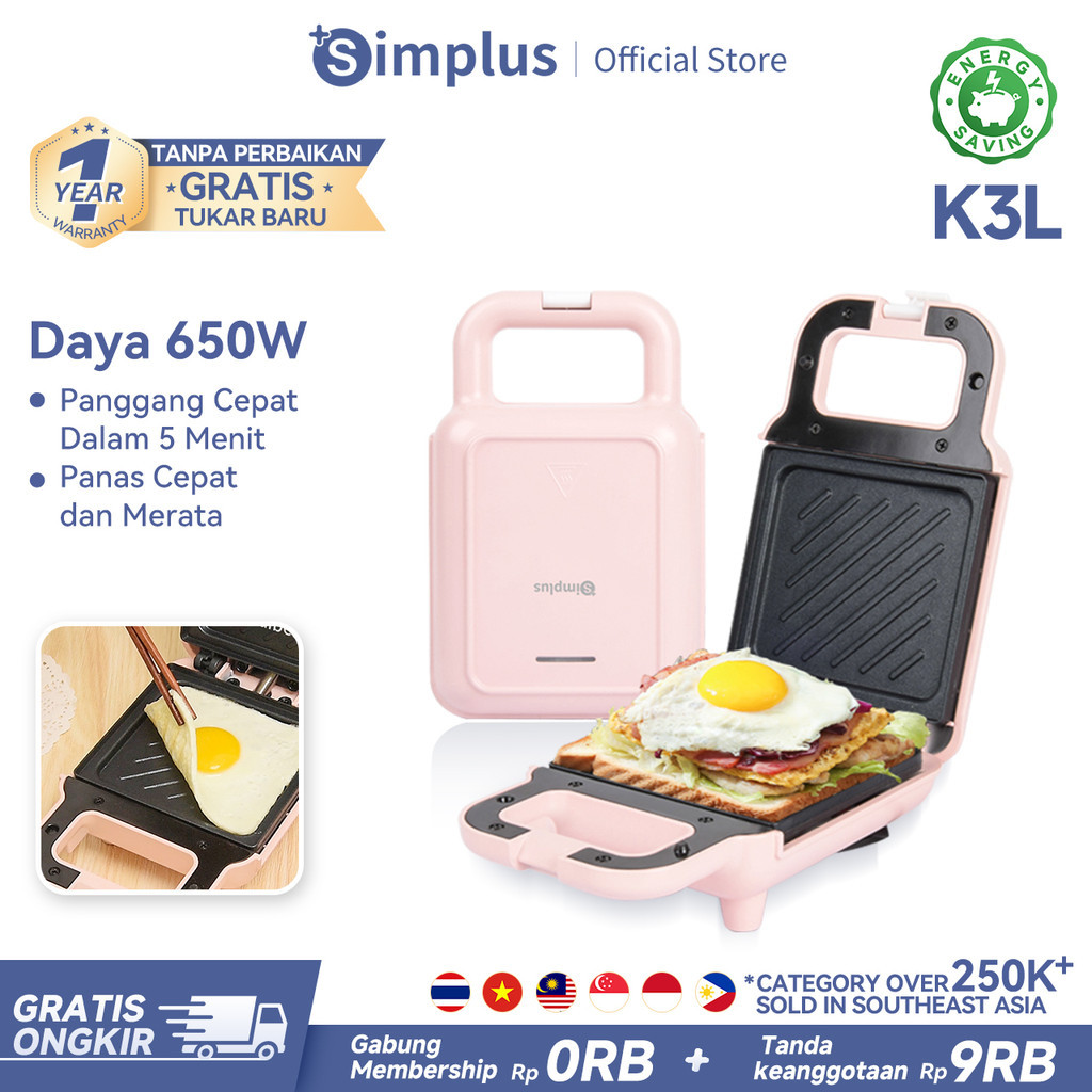 Jual Simplus Toaster Anti Lengket Pemanggang Roti Sandwich Maker Low ...