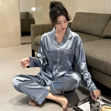 CozyCorner C25 Baju Tidur Lengan Panjang Stelan Set Piyama Oneset Wanita Baju Tidur Satin