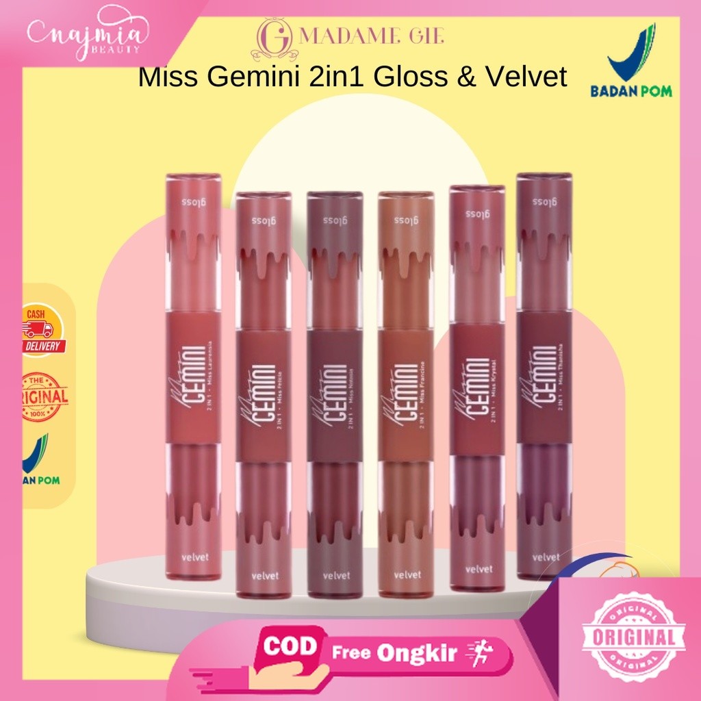 Jual Najmia Ofc Madame Gie Miss Gemini 2In1 Gloss & Velvet | Lip Cream ...