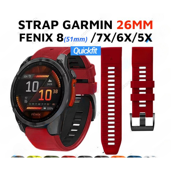 Cinturino in silicone QuickF per Garmin Fenix 8 7X Pro 51mm/Enduro 3/ Quatix/Tactix 7/Descent Mk2 Mk2i/D2 Mach 1 cinturino per orologio  1511