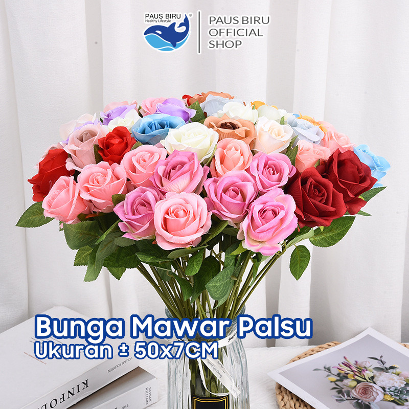 Jual Paus Biru - Artificial Rose Flower Bunga Mawar Palsu Per Tangkai ...
