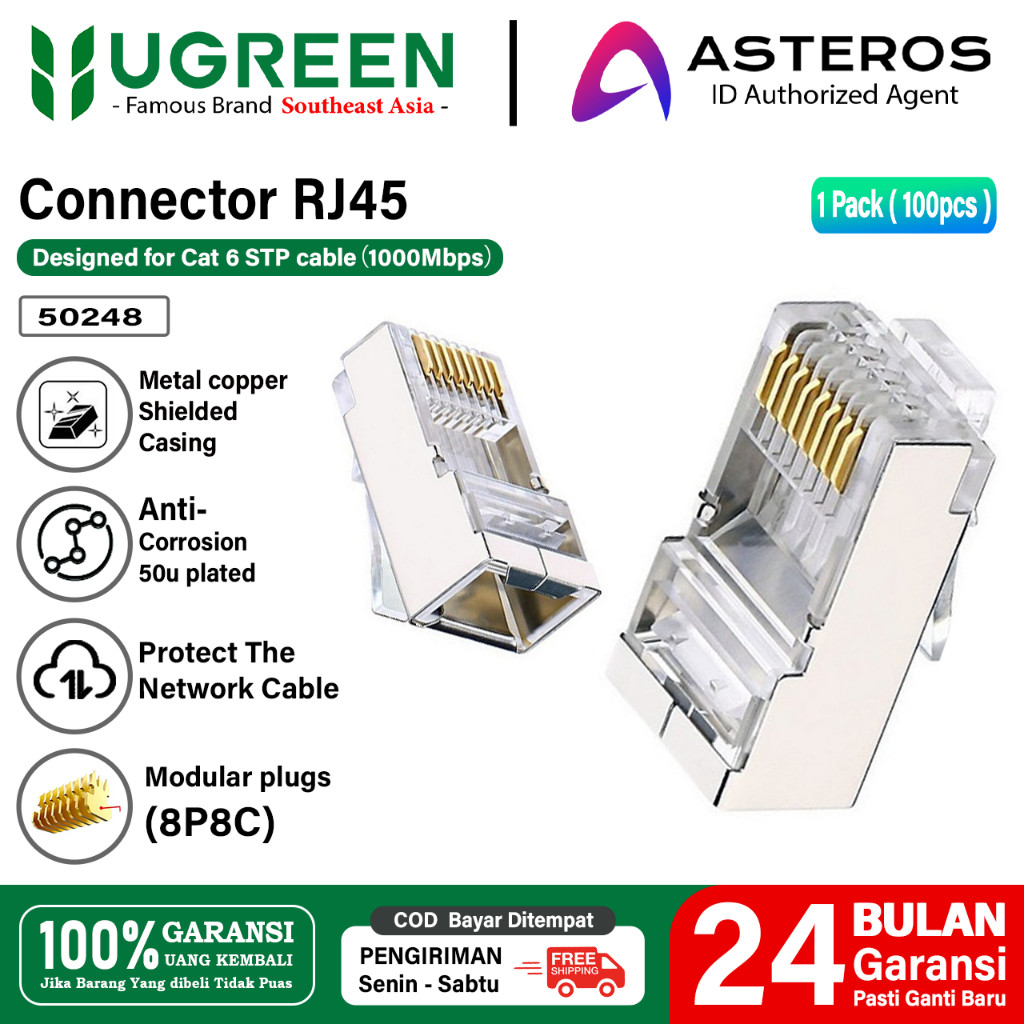 Jual UGREEN Connector RJ45 Cat6 UTP Modular Plug Ethernet / Kepala ...