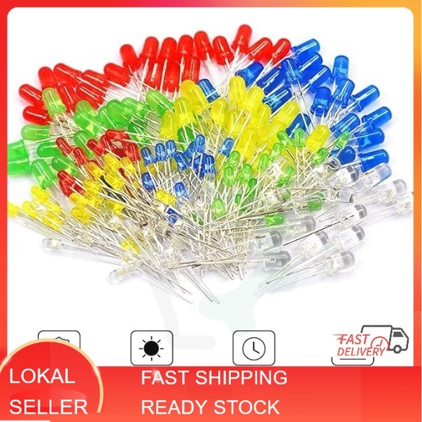 Jual 3mm 5mm Lampu LED F3 F5 Dioda Putih , Kuning , Merah , Hijau dan ...