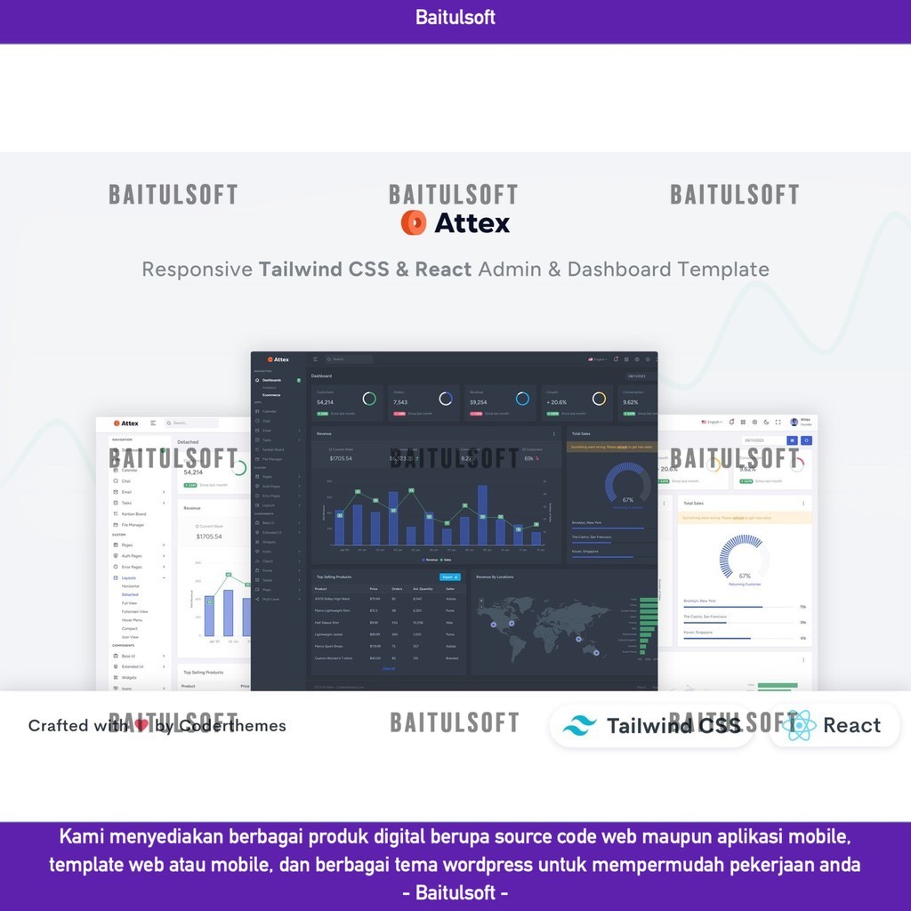 Jual WEB TEMPLATE ATTEX - REACT TAILWIND CSS ADMIN DASHBOARD D2309 ...