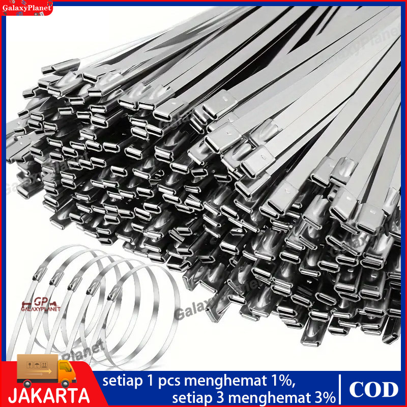Jual 100pcs Kabel Ties Stainless Steel Multifunctional 4.6 x 200mm 100 ...