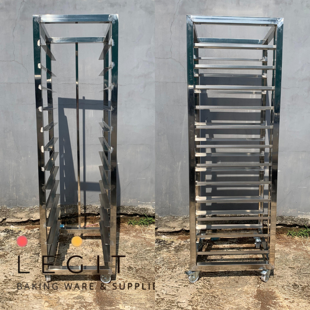 Jual Trolley Rak Loyang Roti Stainless 15 susun I Trolley Bakery ...