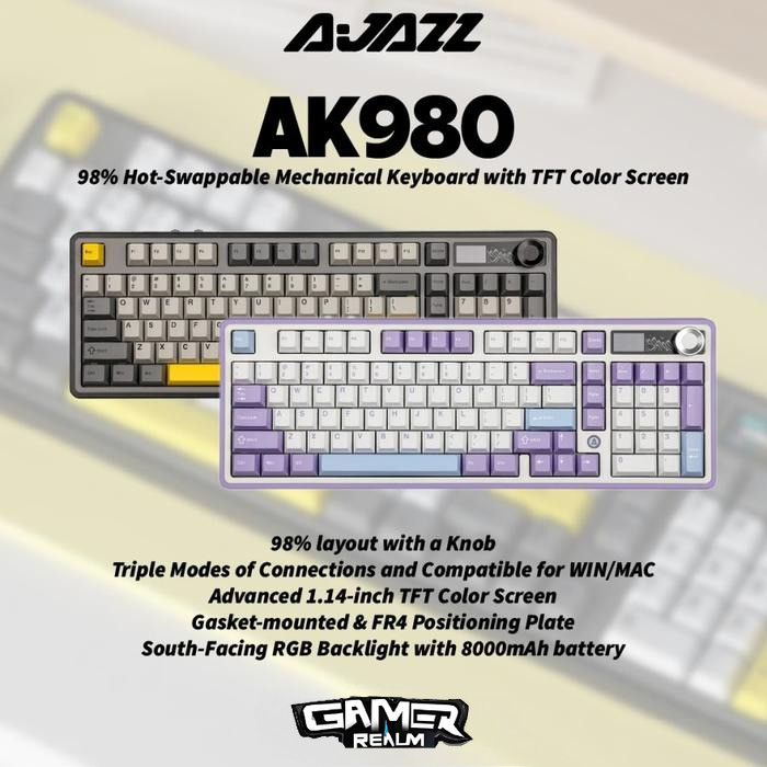 Jual Ajazz AK980 with TFT Screen Triple Connection Mechanical Keyboard ...