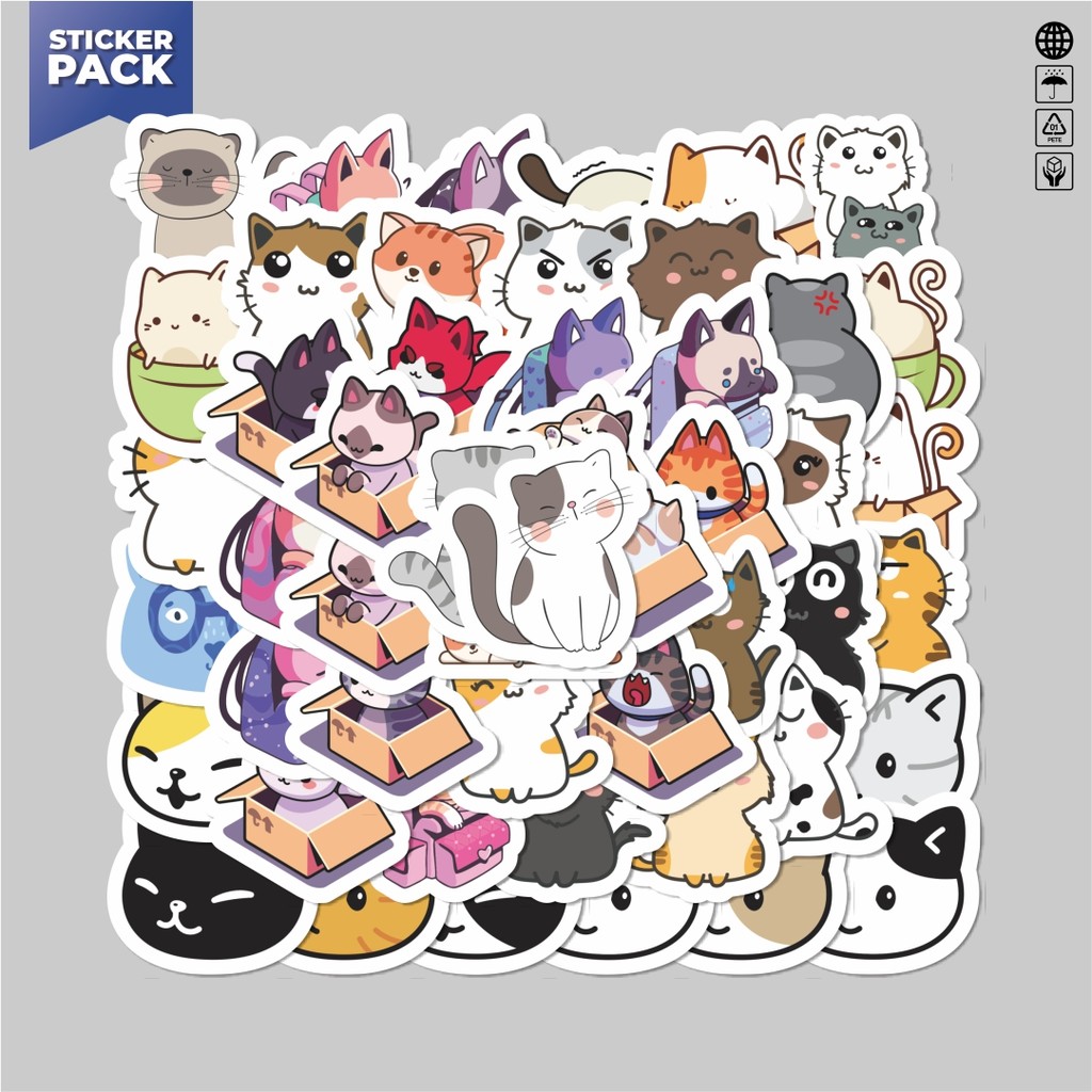 Jual [100PCS]Stiker Pack Stiker Super Kawai Kitties [Kucing Lucu ...