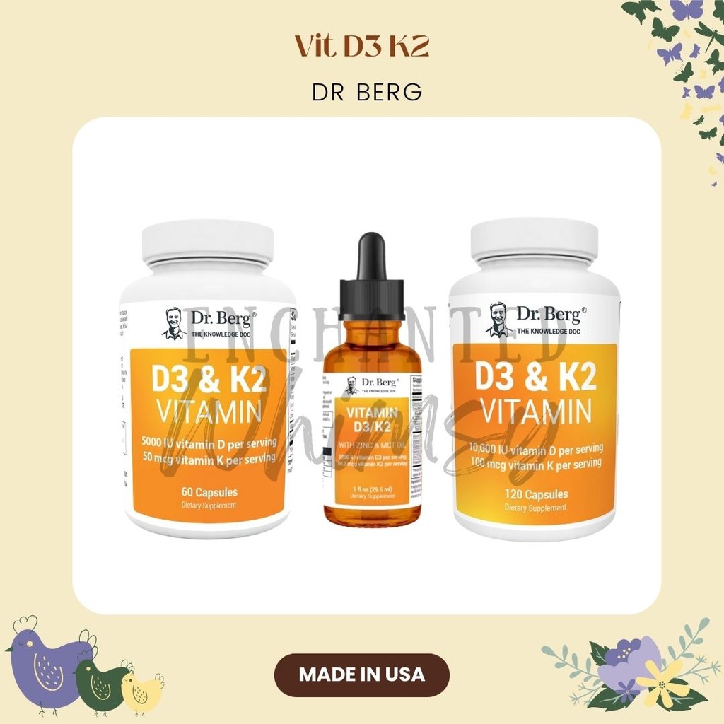 Jual Dr Berg Vit D3 K2 Vitamin D3 5000 10000 IU K2 50 100 mcg MK7, 60 ...
