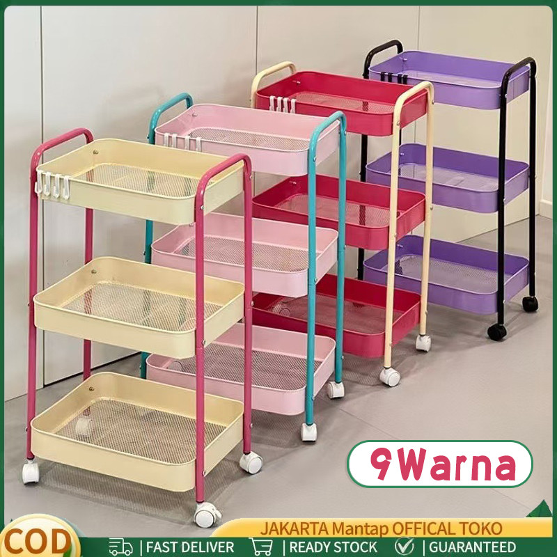 Jual Trolly Rack 3 Tingkat Warna Macaron Trolly Rak Penyimpanan Susan ...