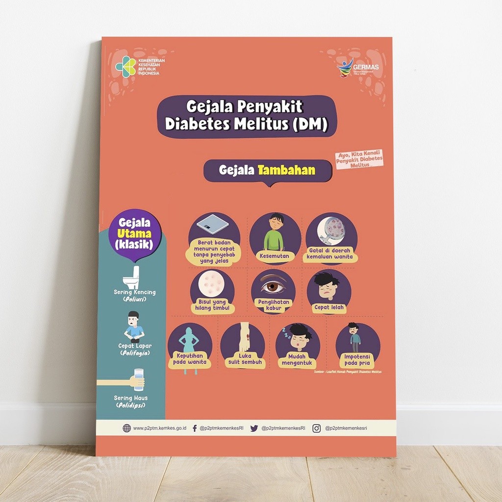 Jual Poster Gejala Penyakit Diabetes Melitus DM Puskesmas Germas Hiasan ...