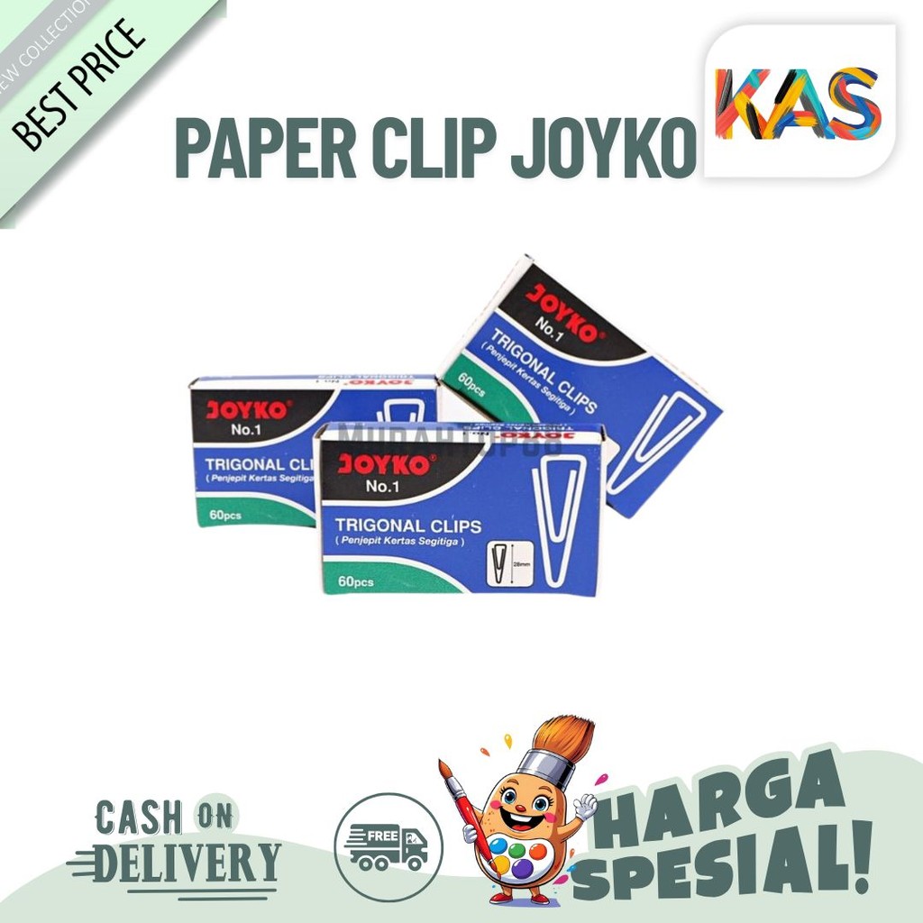 Jual Trigonal Clip Joyko No.1 28mm Satu Box 60 Pcs Paper Klip Penjepit ...